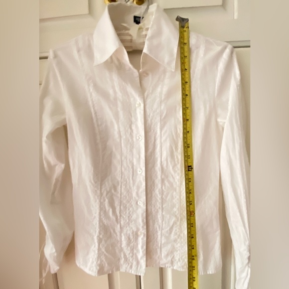 Esprit white 100% cotton hand-stitch blouse. Threads pulling sleeves. Women's XS - Picture 13 of 15